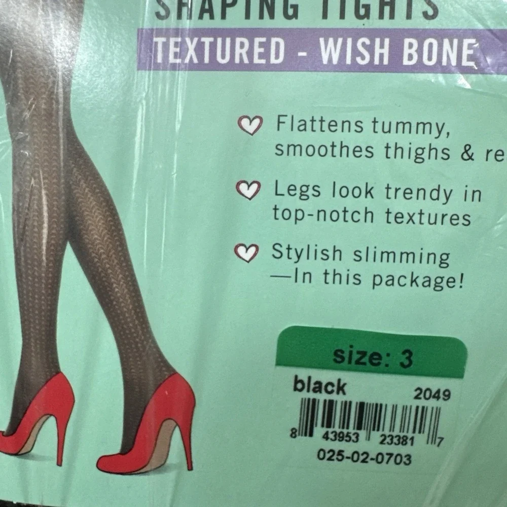 Sara Blakely Love Your Assets Spanx Shaping Tights Textured-Wishbone Black S 3‎